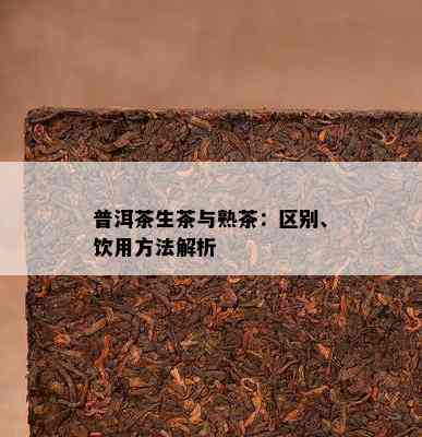 普洱茶生茶与熟茶：区别、饮用方法解析