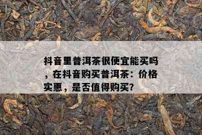 抖音里普洱茶很便宜能买吗，在抖音购买普洱茶：价格实惠，是不是值得购买？