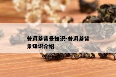 普洱茶背景知识-普洱茶背景知识介绍