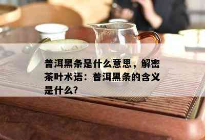 普洱黑条是什么意思，解密茶叶术语：普洱黑条的含义是什么？