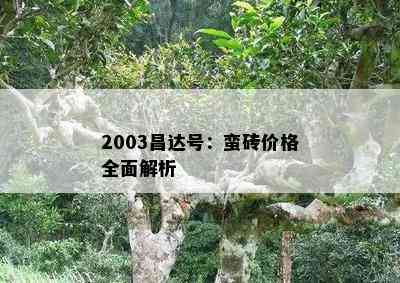 2003昌达号：蛮砖价格全面解析