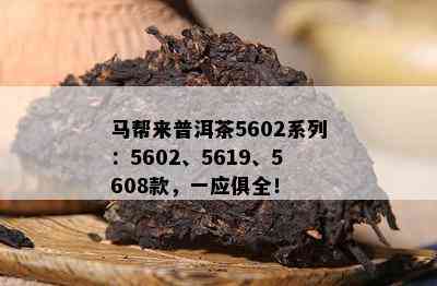 马帮来普洱茶5602系列：5602、5619、5608款，一应俱全！