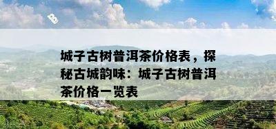 城子古树普洱茶价格表，探秘古城韵味：城子古树普洱茶价格一览表