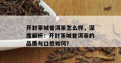 开封茶城普洱茶怎么样，深度解析：开封茶城普洱茶的品质与口感如何？