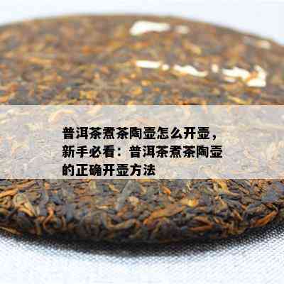 普洱茶煮茶陶壶怎么开壶，新手必看：普洱茶煮茶陶壶的正确开壶方法