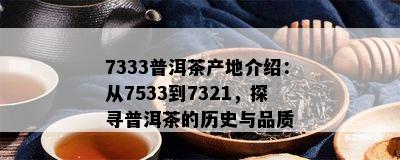 7333普洱茶产地介绍：从7533到7321，探寻普洱茶的历史与品质