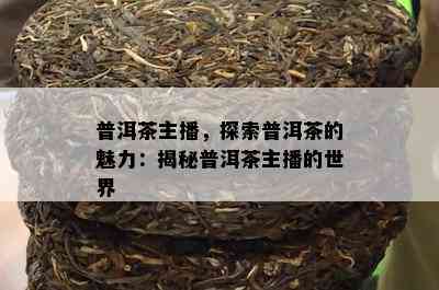 普洱茶主播，探索普洱茶的魅力：揭秘普洱茶主播的世界