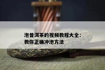 泡普洱茶的视频教程大全：教你正确冲泡方法