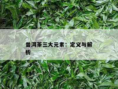 普洱茶三大元素：定义与解析