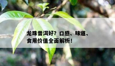 龙珠普洱好？口感、味道、食用价值全面解析！