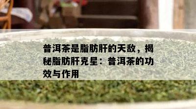 普洱茶是脂肪肝的天敌，揭秘脂肪肝克星：普洱茶的功效与作用