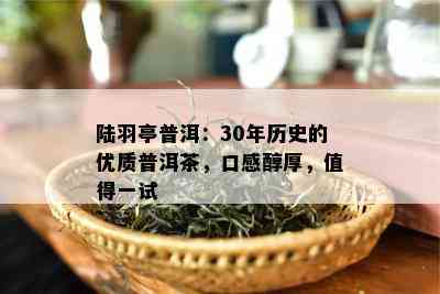 陆羽亭普洱：30年历史的优质普洱茶，口感醇厚，值得一试