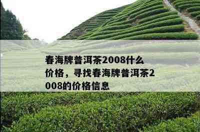 春海牌普洱茶2008什么价格，寻找春海牌普洱茶2008的价格信息