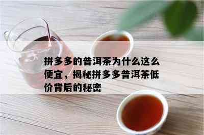 拼多多的普洱茶为什么这么便宜，揭秘拼多多普洱茶低价背后的秘密