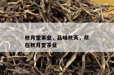 秋月堂茶业，品味秋天，尽在秋月堂茶业