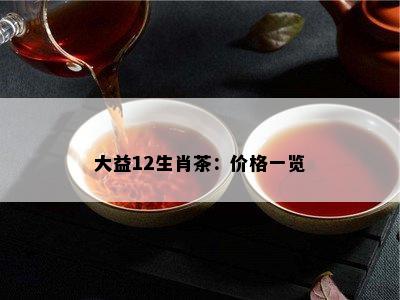 大益12生肖茶：价格一览