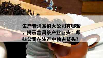 生产普洱茶的大公司有哪些，揭示普洱茶产业巨头：哪些公司在生产中独占鳌头？