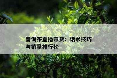 普洱茶直播带货：话术技巧与销量排行榜