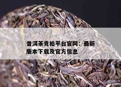 普洱茶竞拍平台官网：最新版本下载及官方信息