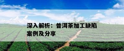 深入解析：普洱茶加工缺陷案例及分享