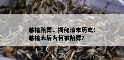 慈禧陪葬，揭秘清末历史：慈禧太后为何被陪葬？