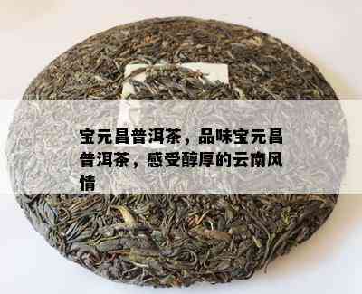 宝元昌普洱茶，品味宝元昌普洱茶，感受醇厚的云南风情