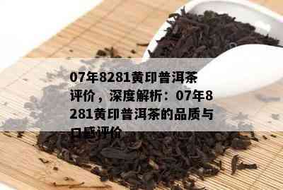 07年8281黄印普洱茶评价，深度解析：07年8281黄印普洱茶的品质与口感评价