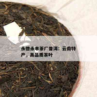 永德永丰茶厂普洱：云南特产，高品质茶叶