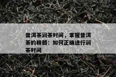 普洱茶润茶时间，掌握普洱茶的精髓：如何正确进行润茶时间