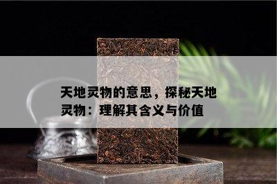 天地灵物的意思，探秘天地灵物：理解其含义与价值