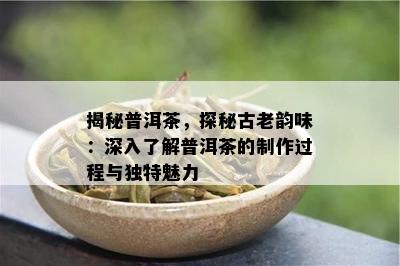 揭秘普洱茶，探秘古老韵味：深入熟悉普洱茶的制作过程与特别魅力