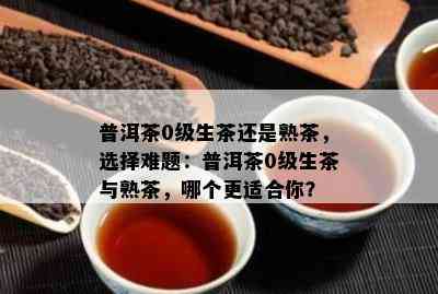 普洱茶0级生茶还是熟茶，选择难题：普洱茶0级生茶与熟茶，哪个更适合你？