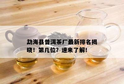 勐海县普洱茶厂最新排名揭晓！第几位？速来了解！