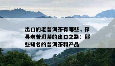 出口的老普洱茶有哪些，探寻老普洱茶的出口之路：那些知名的普洱茶和产品