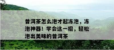 普洱茶怎么泡才起冻泡，冻泡神器！学会这一招，轻松泡出美味的普洱茶