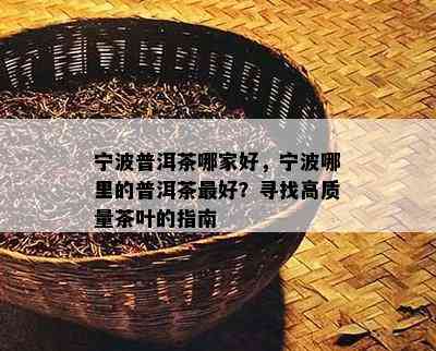 宁波普洱茶哪家好，宁波哪里的普洱茶更好？寻找高质量茶叶的指南