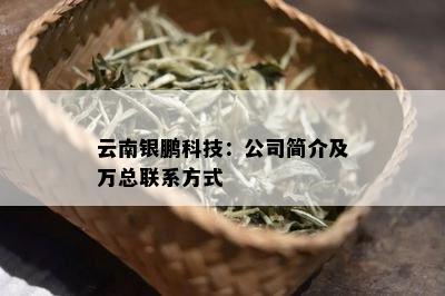 云南银鹏科技：公司简介及万总联系方法