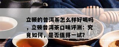 立顿的普洱茶怎么样好喝吗，立顿普洱茶口味评测：究竟如何，是否值得一试？