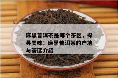 麻黑普洱茶是哪个茶区，探寻美味：麻黑普洱茶的产地与茶区介绍