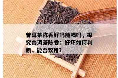 普洱茶陈香好吗能喝吗，探究普洱茶陈香：好坏怎样判断，能否饮用？