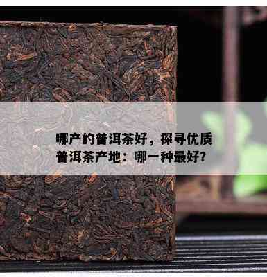 哪产的普洱茶好，探寻优质普洱茶产地：哪一种更好？