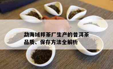 勐海域邦茶厂生产的普洱茶品质、保存方法全解析