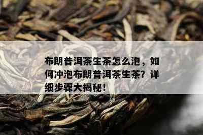 布朗普洱茶生茶怎么泡，怎样冲泡布朗普洱茶生茶？详细步骤大揭秘！