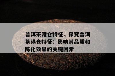 普洱茶港仓特征，探究普洱茶港仓特征：影响其品质和陈化效果的关键因素