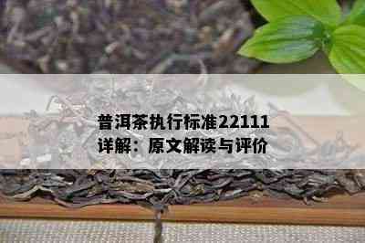 普洱茶执行标准22111详解：原文解读与评价