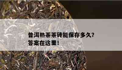 普洱熟茶茶砖能保存多久？答案在这里！