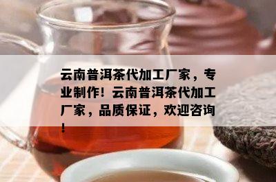 云南普洱茶代加工厂家，专业制作！云南普洱茶代加工厂家，品质保证，欢迎咨询！