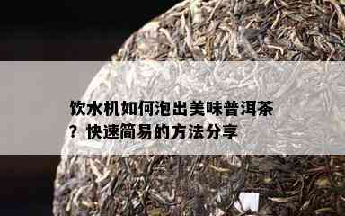 饮水机怎样泡出美味普洱茶？快速简易的方法分享