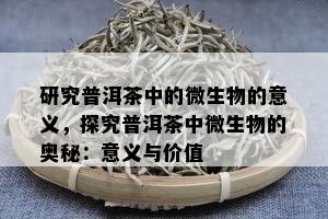 研究普洱茶中的微生物的意义，探究普洱茶中微生物的奥秘：意义与价值