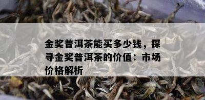 金奖普洱茶能买多少钱，探寻金奖普洱茶的价值：市场价格解析